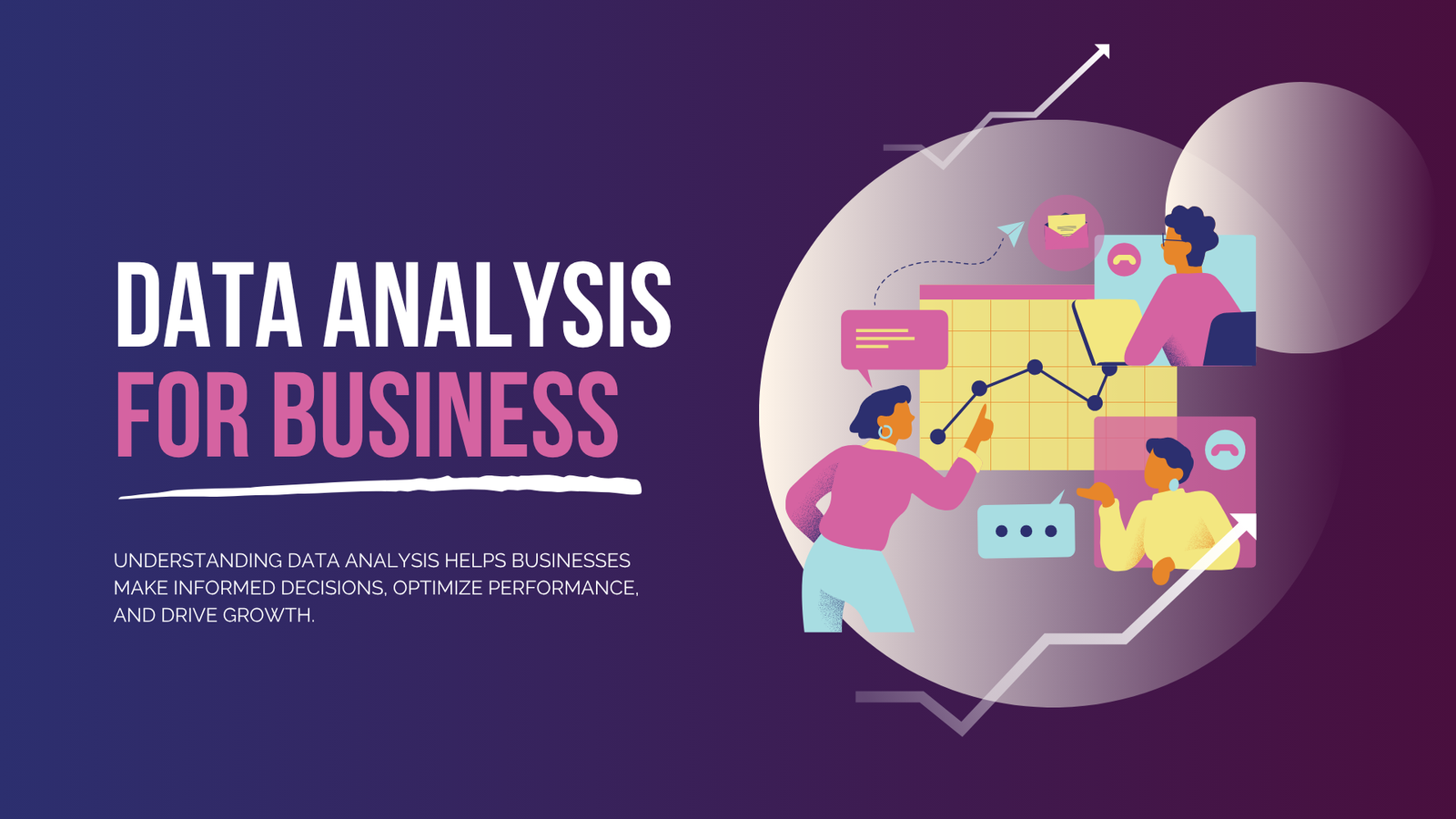 Purple Illustration Modern Data Analysis For Business Presentation